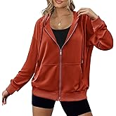 Zeagoo Women's Lightweight Hoodies Full Zip Up Oversized Sweatshirts with Pockets Long Sleeve Thin Casual Hooded Jackets