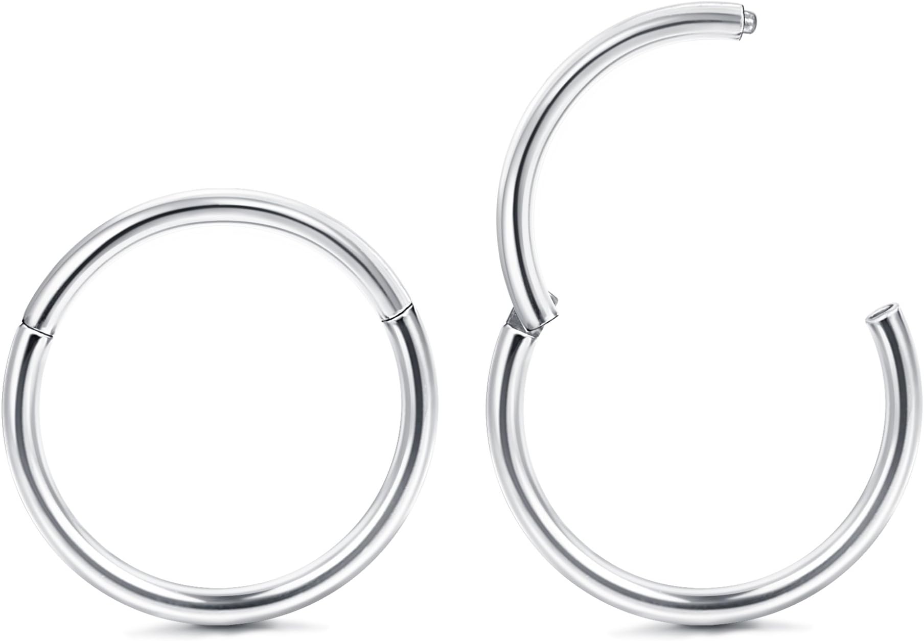 Jstyle 1Pair 20G Stainless Steel Hinged Clicker Segment Nose Ring Hoops Helix Daith Cartilage Tragus Sleeper Earrings Body Piercing