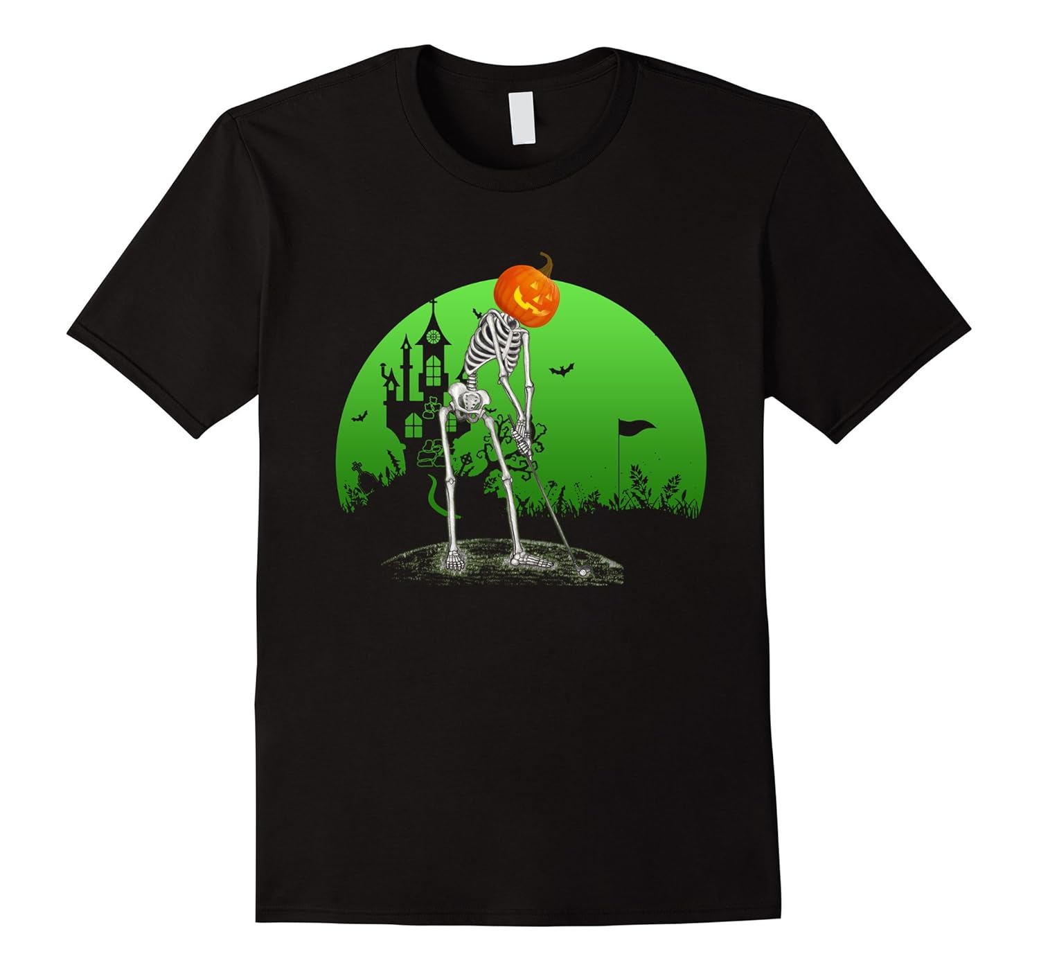 Golf skeleton halloween shirt Pumpkin head-Rose