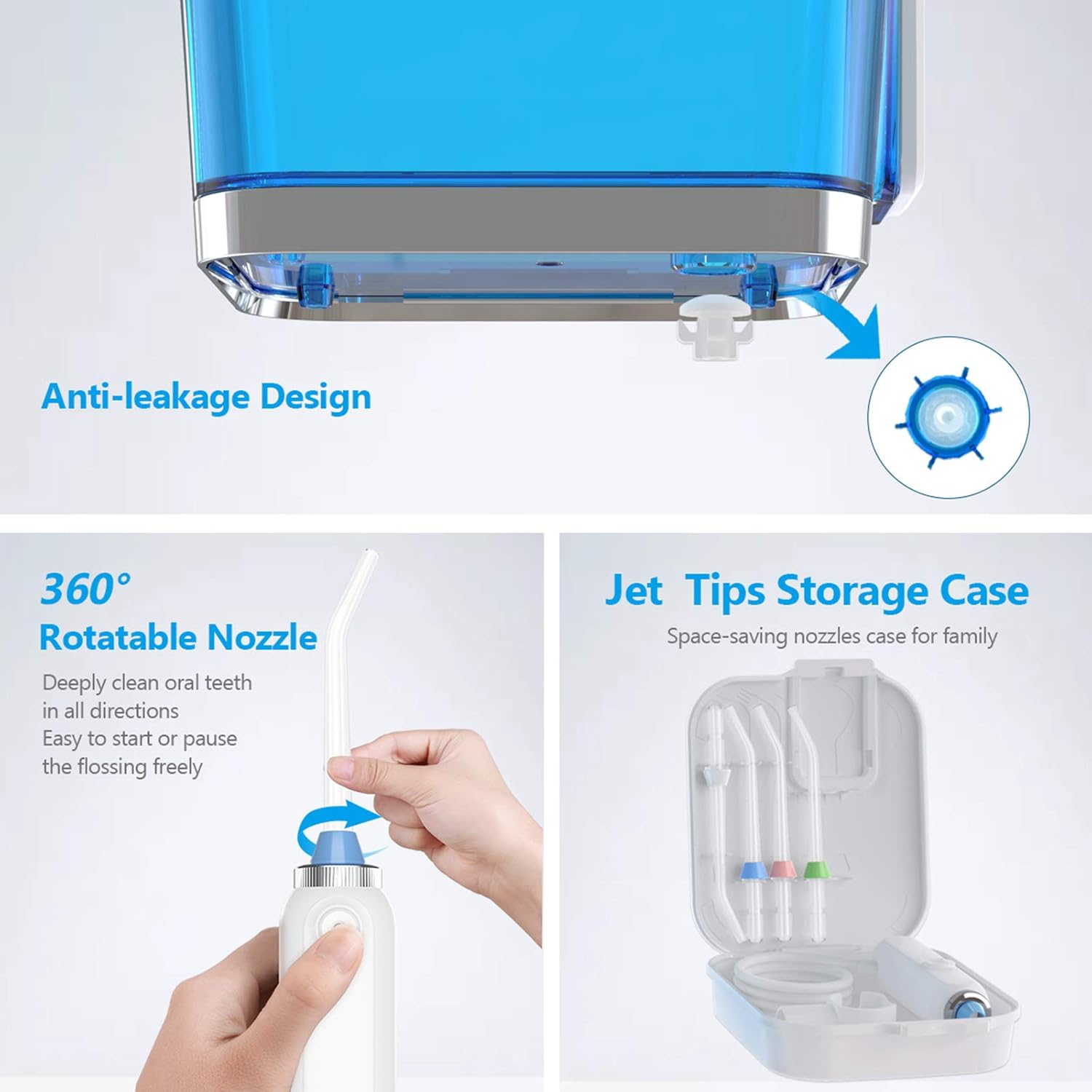 YOUNGDO Upgrade Oral Irrigator Teeth Cleaner Oral Irrigator with 4 Jet Tips, Dental Flosses - 600ML, IPX7 Waterproof, Stepless Adjustment, USB Rechargeable Dental Flossers for Teeth: Beauty
