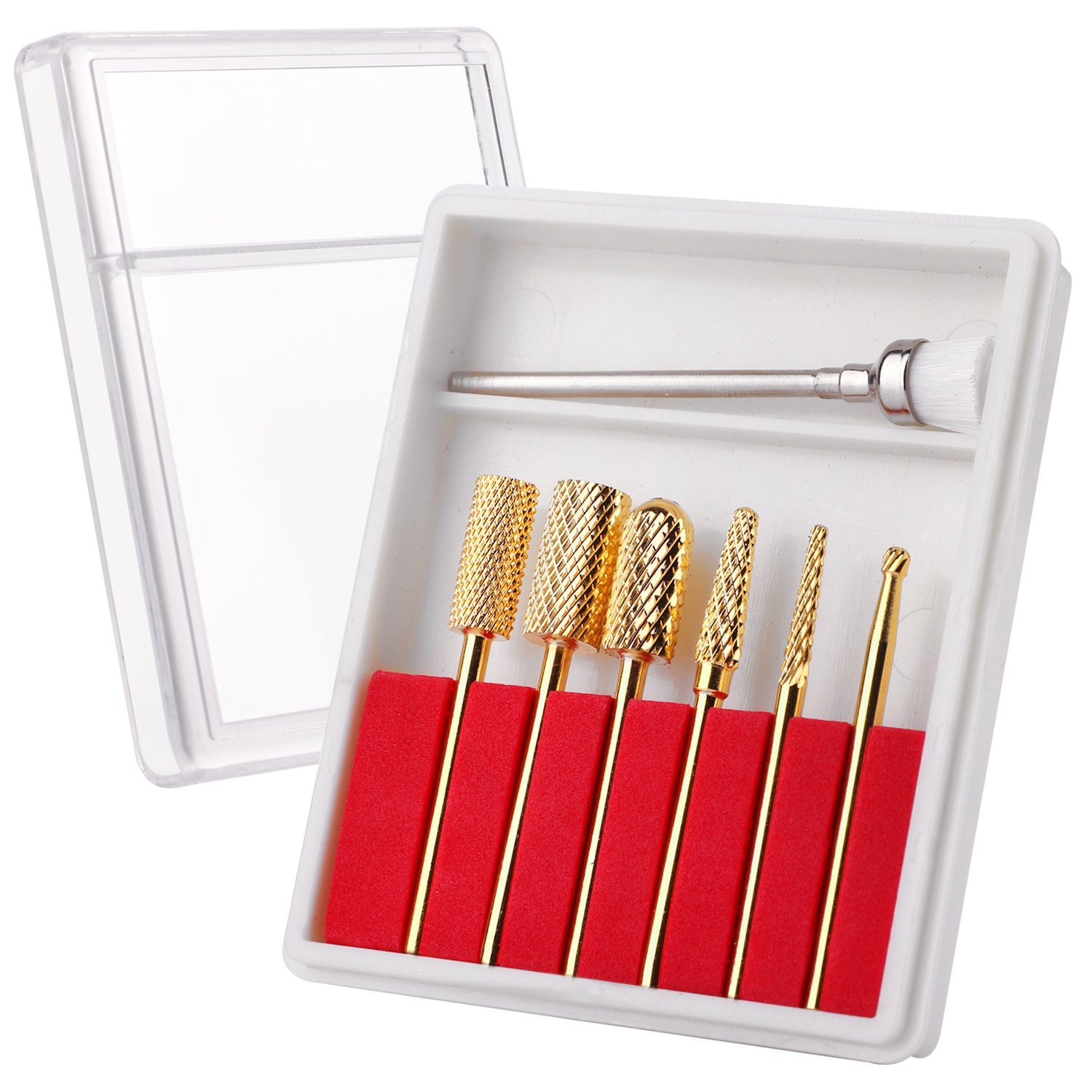 Makartt 7Pcs New Gold Carbide Nail Drill Bit Set Professional Bits Nail Art Tools 3/32" B-21