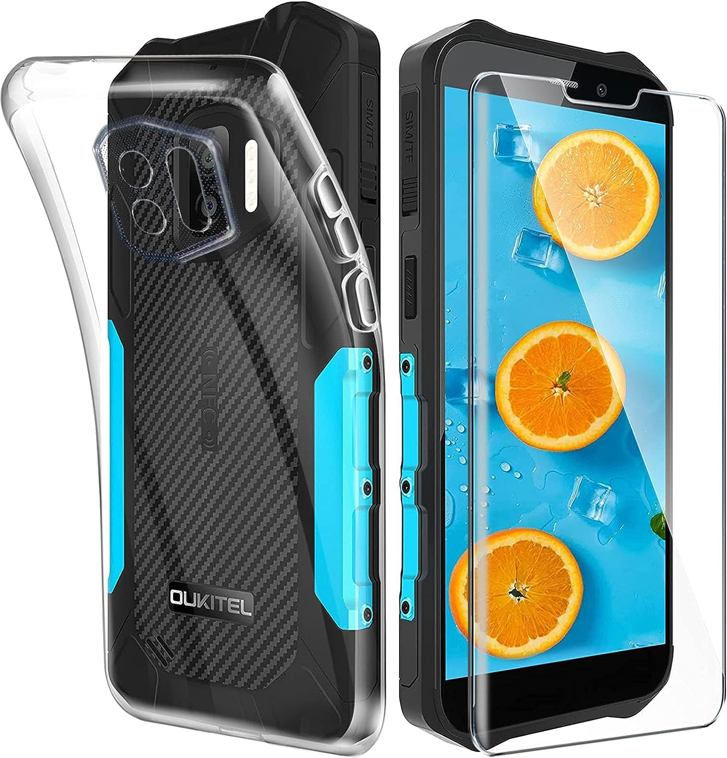 [2 in 1] Case Compatible with OUKITEL WP12 Cover with 1 Pack Tempered Glass Screen Protector for OUKITEL WP12, Slim Fit Soft TPU Shockproof Anti-Scratch Phone Case Cover - Clear