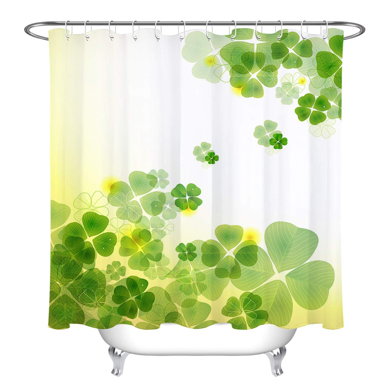 Amazon Com Lb Green Lucky Clover Leaves Pattern Shower Curtain