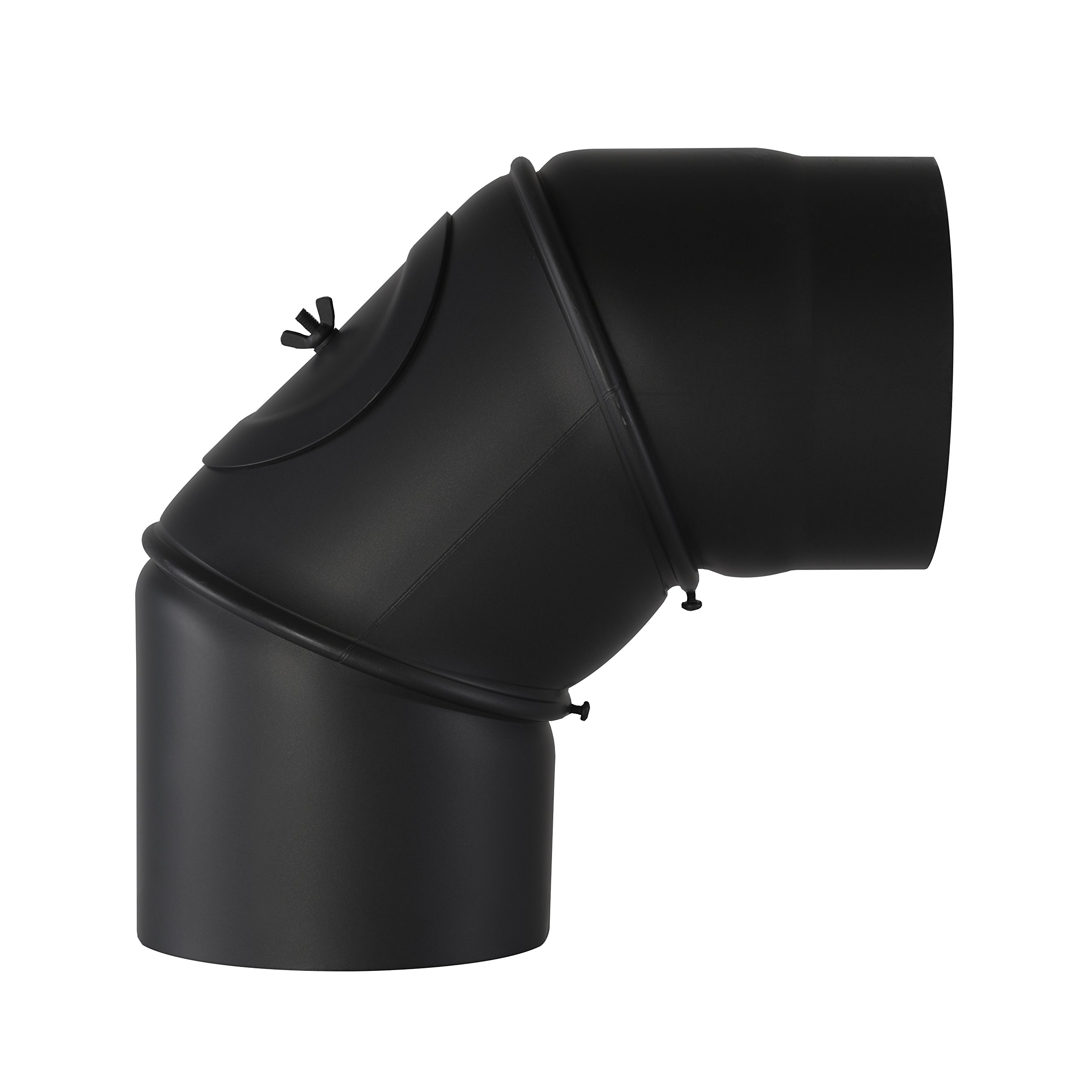 Kamino - Flam Adjustable Steel Stove Pipe Elbow with Door, Black, 130 mm