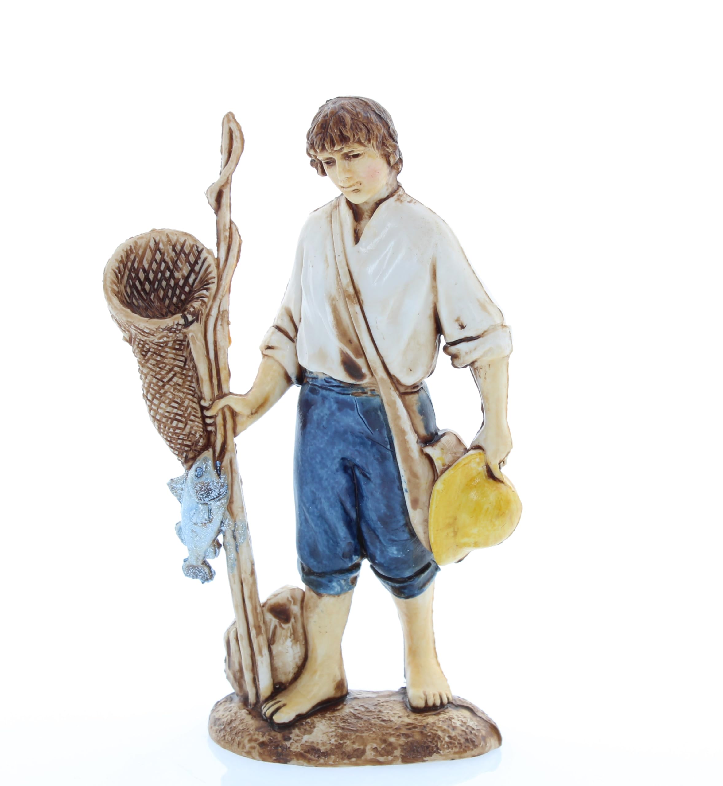 Moranduzzo Fisherman for Nativity Scene of 4 Inch Scale 1:20 - Unbreakable Nativity Figures - 18th Century Style, Hand-finished Painting, Official Product, Made in Italy, Sculptor M. Landi