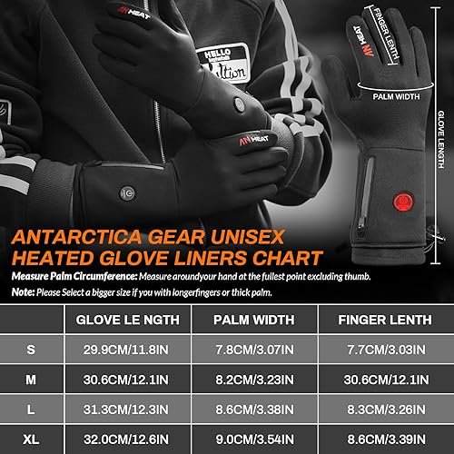 Heated Gloves, Antarctica Gear Winter Liners Heating Gloves for Men and  Women, 3200mAh Rechargeable Battery In