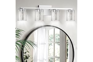Lightania 4-Light Bathroom Light Fixtures, Dimmable 5CCT Brushed Nickel Vanity Lights, 2700K-6500K Adjustable Bathroom Vanity Light, LED Bathroom Lights Over Mirror with Crystal Bubble & Clear Glass