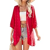 Yekaty Cardigan for Women 3/4 Sleeve Lightweight Summer Kimono Cardigan Loose Beach Cover Up 2026