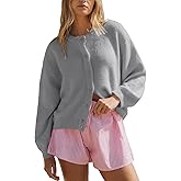 Arssm Womens Button Up Cardigan Sweater Crewneck Long Sleeve Fall Soft Knit Sweater Outwear