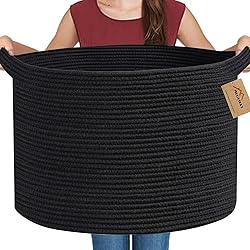 MEGASKET Large Black Blanket Basket, 22" X 22" X