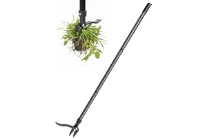 Stand Up Weed Puller, Heavy Duty Weeding Tool with 4 Claw Steel Head, Metal Long Handle Weeder Tool, Manual Weed Remover for 
