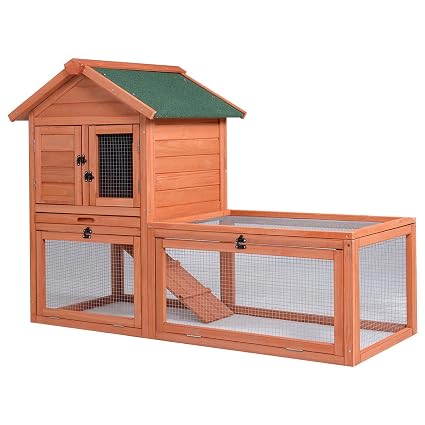 Tangkula Chicken Coop Wooden Garden Backyard Bunny Small Animal Hen Cage Rabbit Hutch With Run