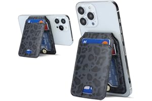 Havaya Magsafe Wallet Magnetic Wallet with Card Holder for iPhone 15/14/13/12 Series - Black Leopard Print
