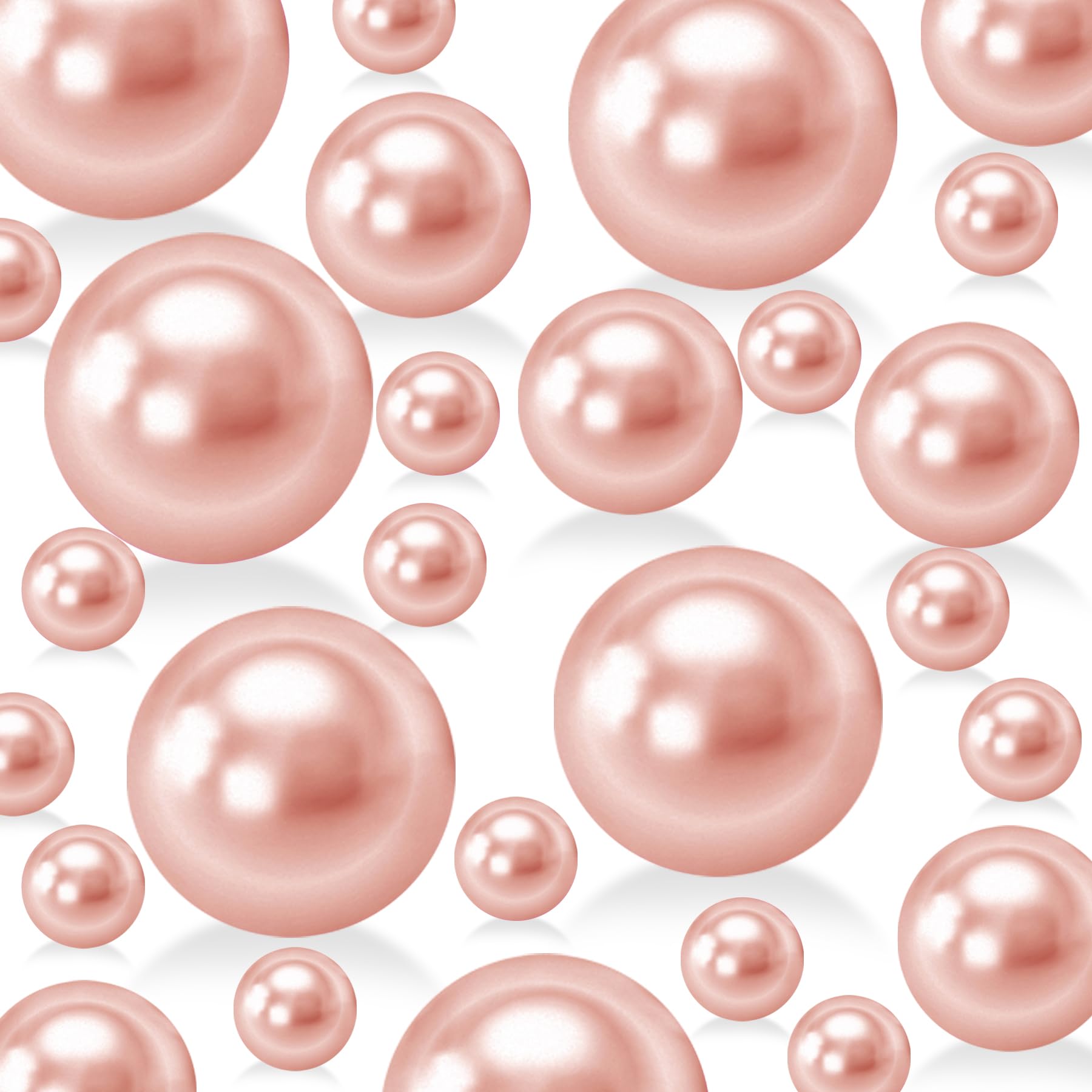 Photo 1 of 255Pcs Rose Gold Vase Filler Beads for Centerpieces, No Hole Faux Pearl for Vases Filler Decoration, 8/14/18mm Pearls Beads for Wedding Home Party Floating Candle Decor