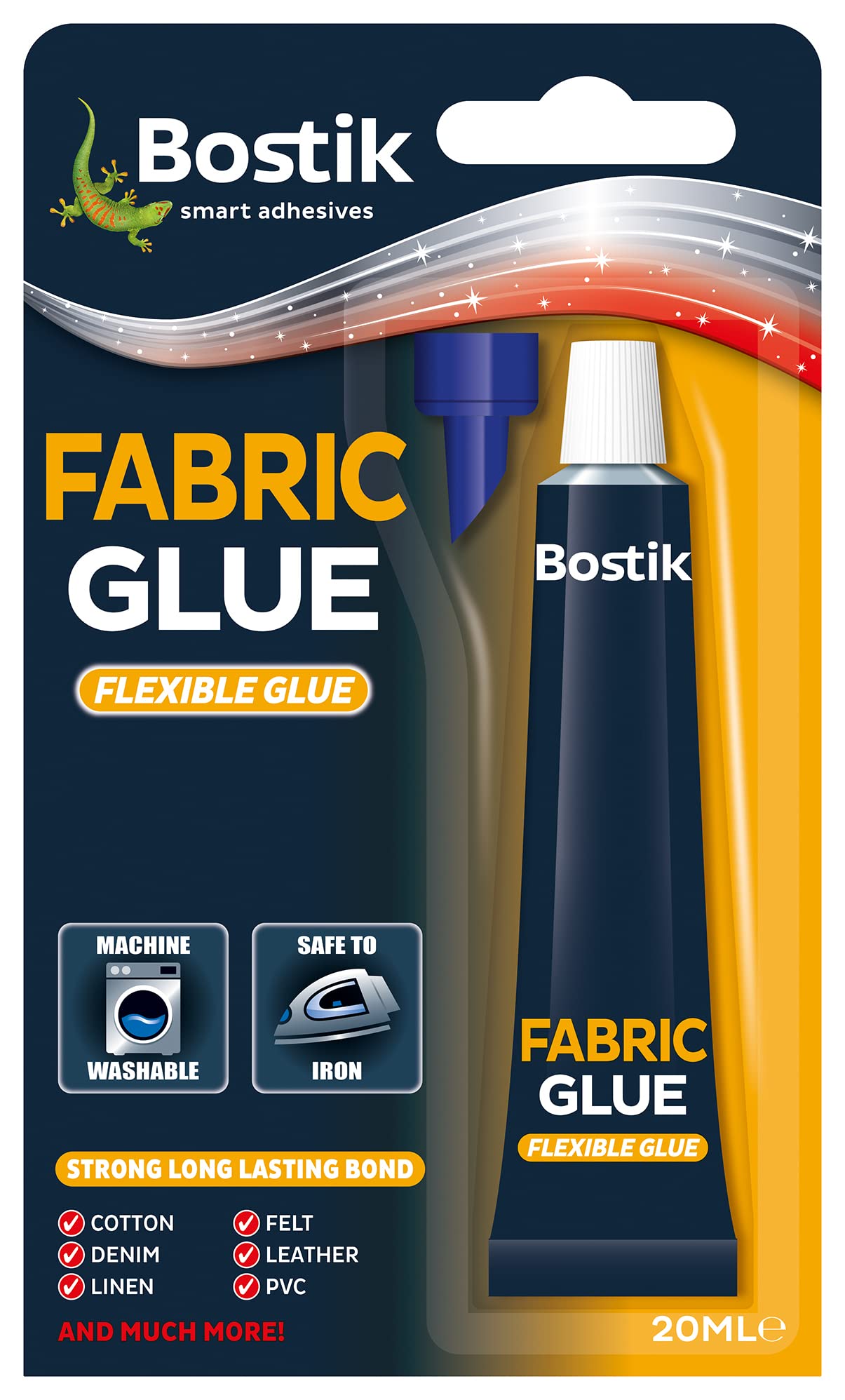 Bostik Fabric Glue 20ml - Ultra Strong and Long Lasting - Withstands Machine Washing and Ironing
