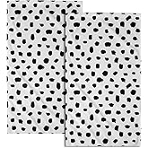 Miaoquhe Black White Polka Dot Towels Set of 2, Boho Polka Dot Hand Towels for Bathroom 14"x28" Vintage Doodle Towels Soft Absorbent Bathroom Hand Towel for Face, Gym, Spa, Kitchen