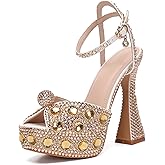 Minishion Womens Platform Wedding Shoes Slingback High Heel Party Evening Sandals with Pearl