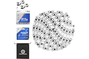 KWCHIAN Bike/E-Bike Chain Kit 8/9/10/11 Speed Chain - Road & Mountain Bicycle Chain for Shimano SRAM Campagnolo -Silver Black(Individually Packaged Quick Link) (1 Set, 11 Speed Chain Kit)