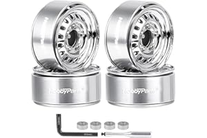 HobbyPark 1.0 Beadlock Wheels Negative Offset Stamped Steel Beadlock 1.0" Wheels 1.0 Beadlocks with Wheel Nut Wrench for 1/18 1/24 RC Crawler TRX4M 1/24 SCX24 FCX24 Upgrades Parts