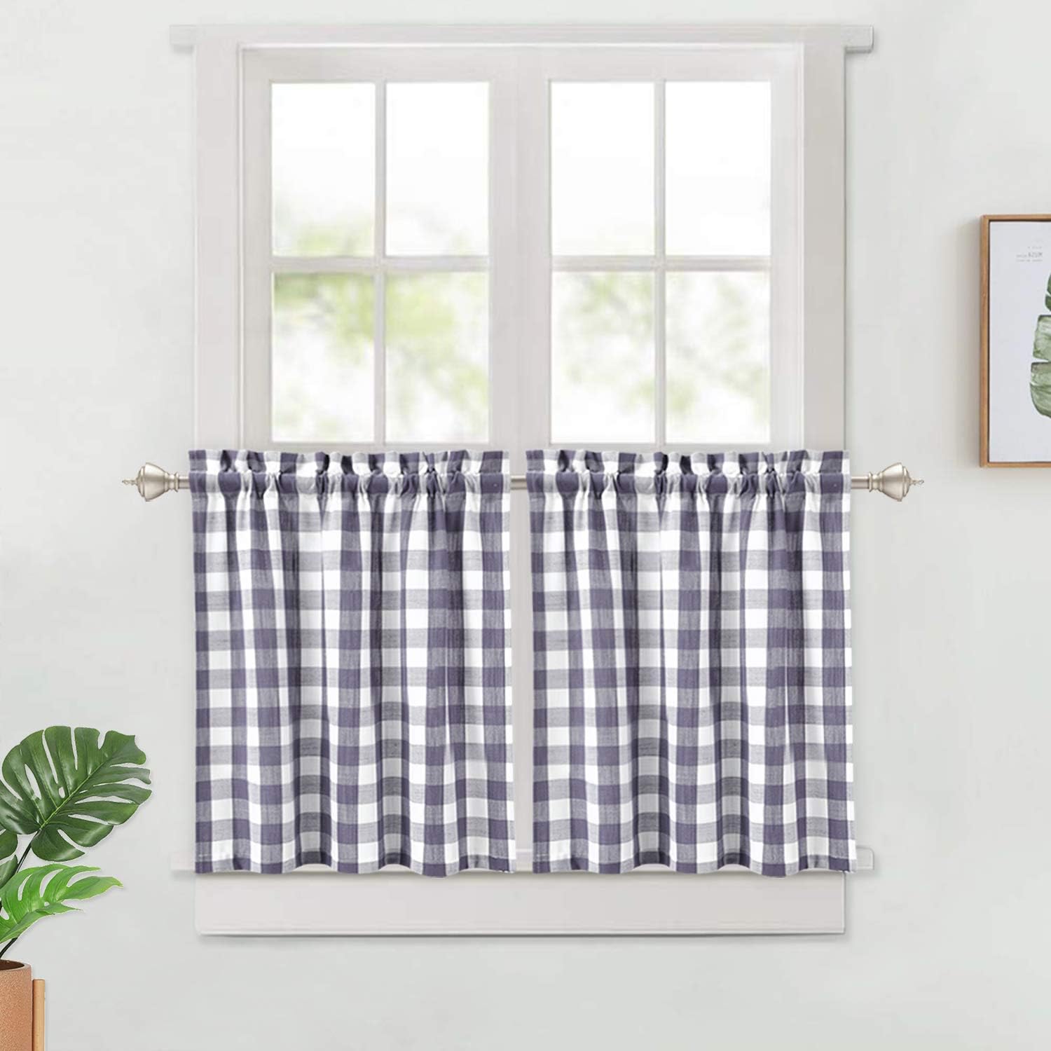 Amazon Com Haperlare Buffalo Plaid Cafe Curtains Gingham Yarn