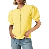 Saodimallsu Womens Puff Short Sleeve Cardigans Casual Summer Button Down Lightweight Knit Crew Neck Sweater Tops