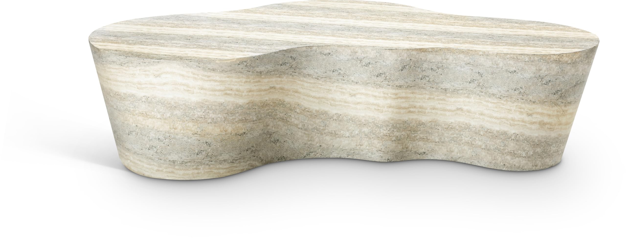 Photo 1 of ***DAMAGED - SEE NOTES/PICTURES***TRUCK/TRAILER PICKUP ONLY*** Meridian Furniture 99033Travertine-CT Monza Collection Art Deco Travertine Finish Indoor/Outdoor Concrete Coffee Table, 59.5" W x 30.5" D x 15" H, Travertine