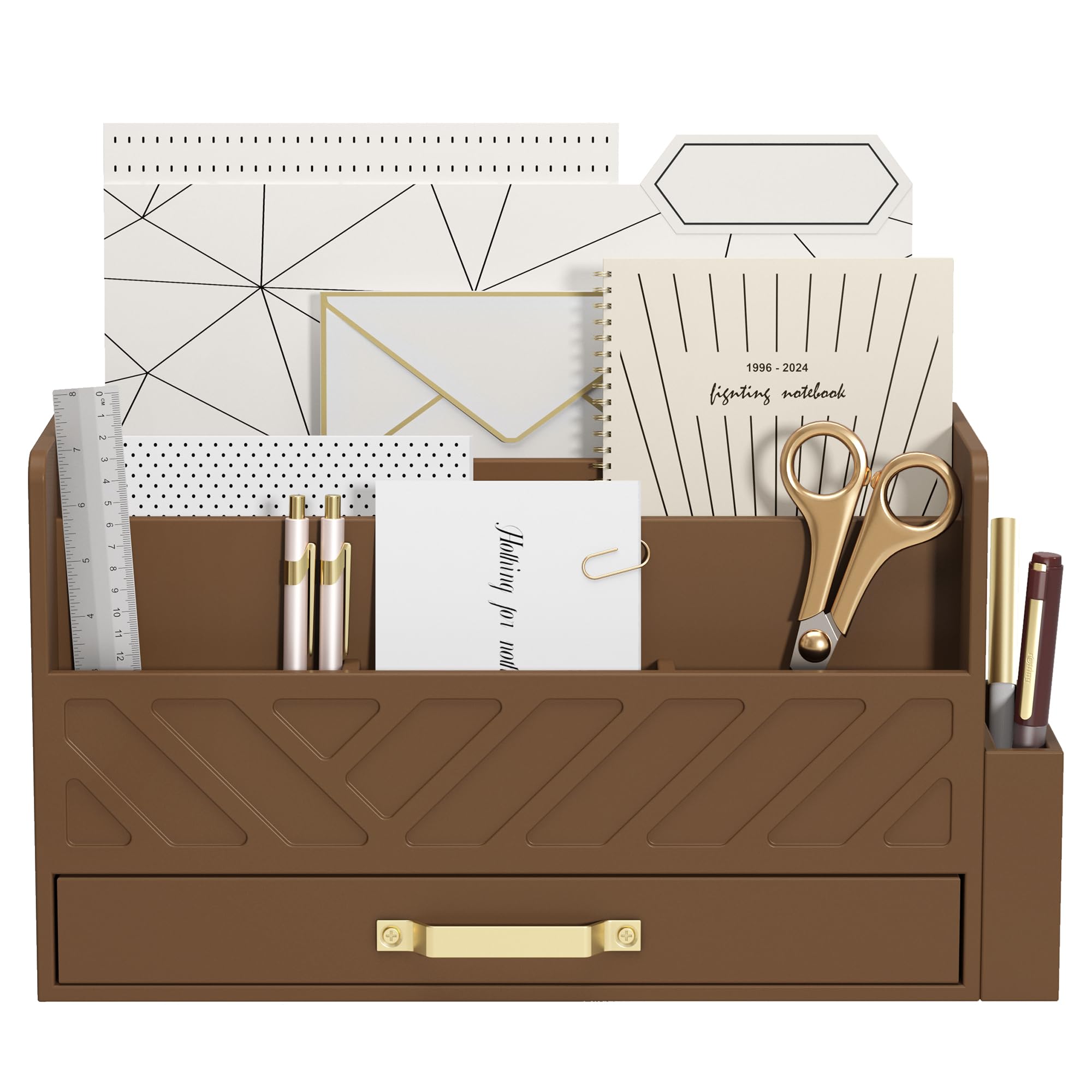 WISUCART Bamboo Desk Organizer Mail Holder Countertop Wood Desk Drawer ...