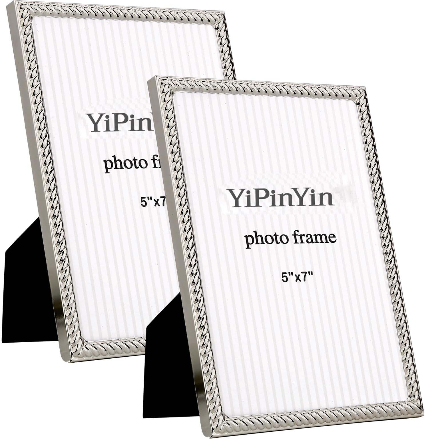 thumbnail image 2 of FineLiMoLa 5x7'' Silver Rope Design Metal Picture Frames 2 Pack With Hi 2 of 10