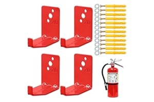 RELUEN Set of 4 Fire Extinguisher Mount Bracket - 2.36″ × 1.57″ × 2.36″ Fire Extinguisher Hook, Include Screws and Gaskets, Easy to Install, Hold Up to 20 lb, Good for Workshop, Garage, or Home Use