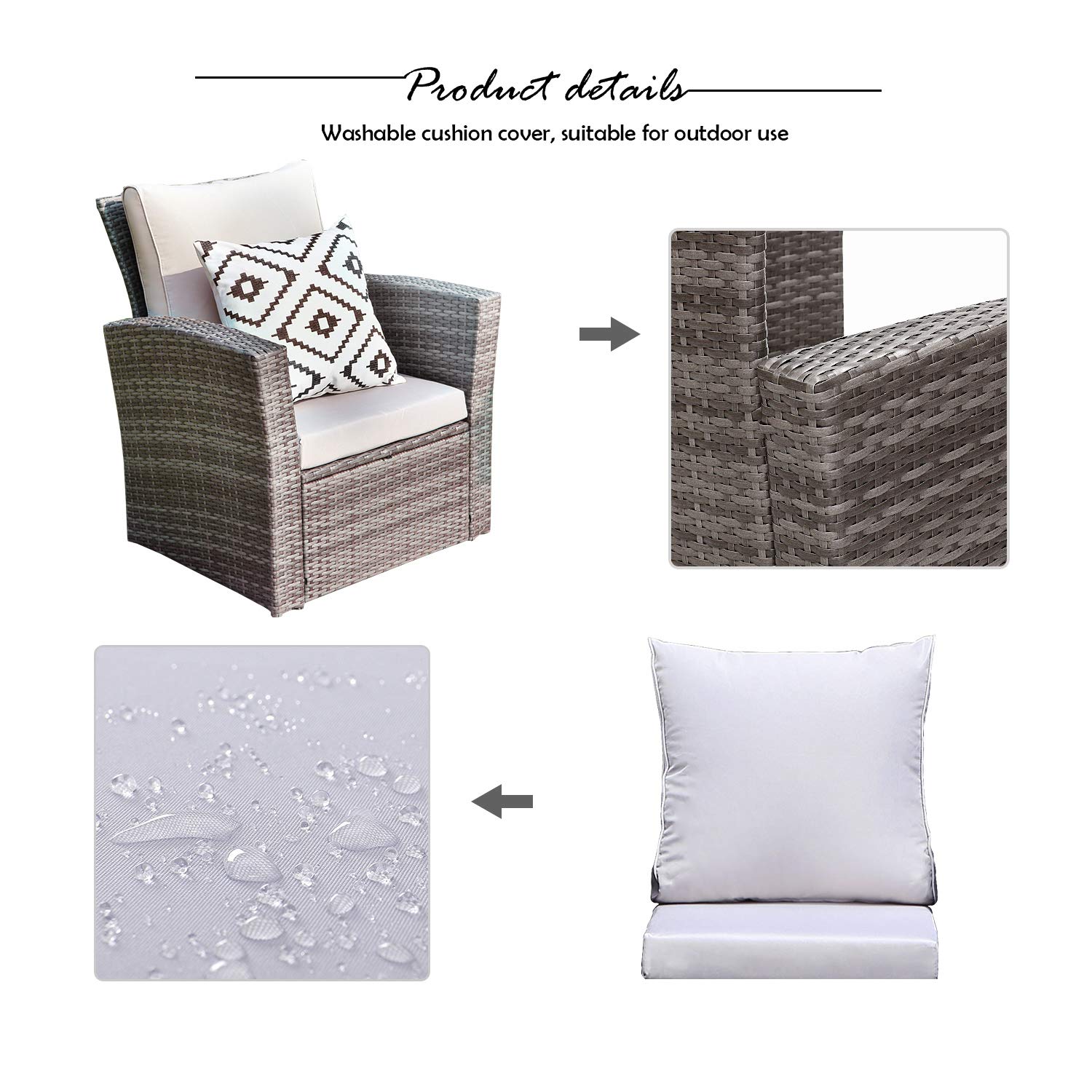 Wisteria Lane 5 Piece Outdoor Patio Furniture Sets, Wicker Ratten