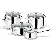 Lagostina 18/10 Premium Induction Kitchen Pots And Pans Stainless Steel Cookware, 9-Piece Set Of Dutch Ovens, Pots And Saucep
