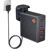 SlimQ 100W GaN USB-C Charger, 4-Port, with 5ft Extension Cable, No-Reset