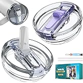 40oz Flip Straw Lid for Stanley H2.0 Quencher, 2 Pack Leak Proof Lid Replacement for Stanley 40 oz Cup Accessories, No Spill Lids Compatible for Travel | BPA-Free | Removable Cleaning