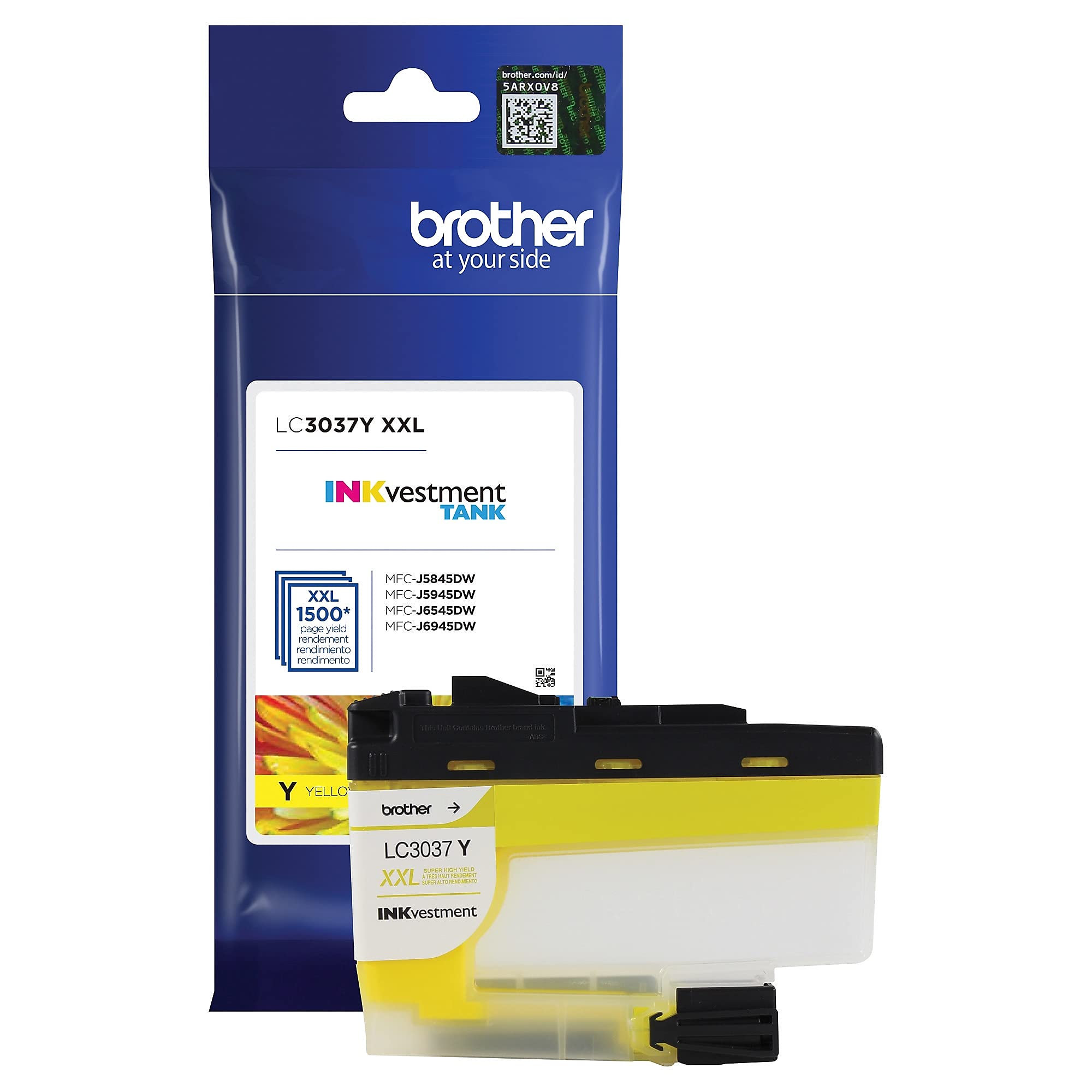 Brother Genuine LC3037Y, Single Pack Super High-Yield Yellow INKvestment Tank Ink Cartridge, Page Yield Up to 1,500 Pages, LC3037