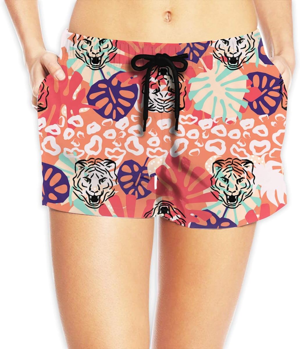 ERCGY Women's Beach Board Shorts American Flag Art Design Swim Trunks Briefs Swimsuit