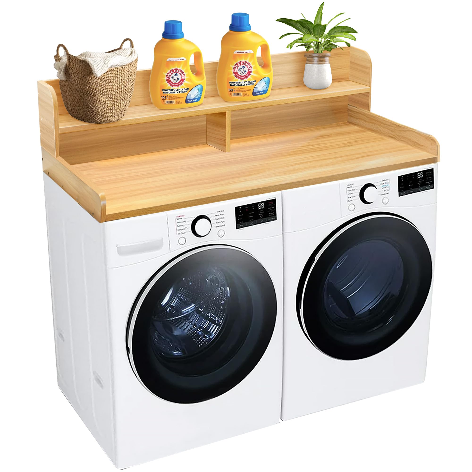 Photo 1 of (4/17/2026 ***FINAL SALE/NO RETURN, SOLD AS PARTS***)
Royxen Laundry Countertop with 2-Tier Shelf Universal Fit, Washer and Dryer Countertop with Storage Space, Shelf Height 11.5 Inches, Solid Wood Core, Oak