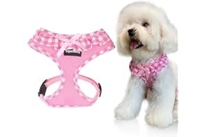 SuperBuddy Upgraded Soft Mesh Dog Harness, Super Breathable Lightweight Pet Harnesses for Puppy Dogs Outdoor Walking, Pink Dog Harness -Small