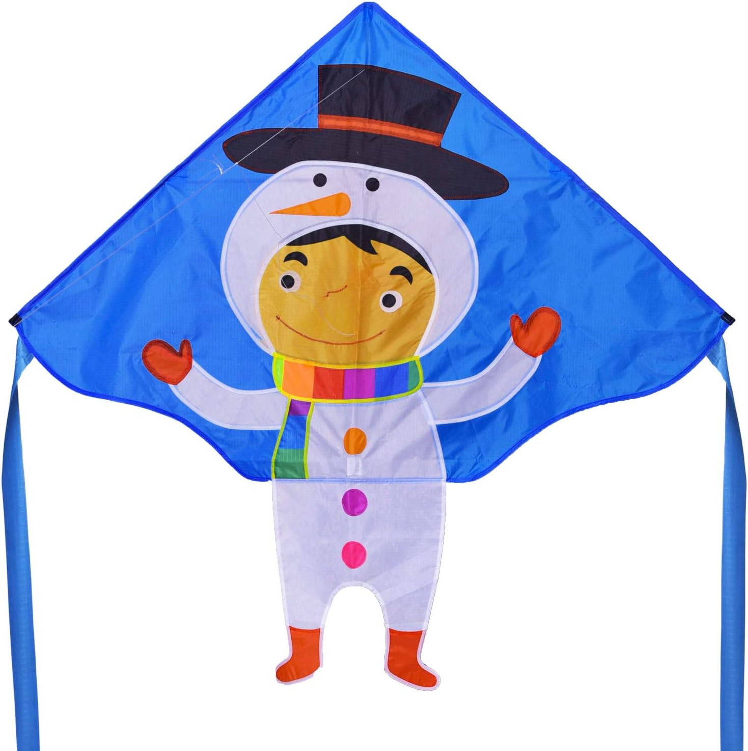 ZHUOYUE Snowman Delta Kite for Kids Easy Flyer Single Line Kite with Flying Tool, 44x40 Inch