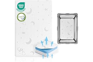 NEKSUN Pack and Play Mattress, 38x26 Thick Memory Foam Pack N Play mattresses for Baby and Toddler, Portable Pack Play Mattress Pad with Soft High Density Foam, Breathable & Washable