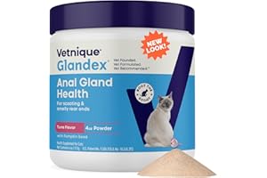 Vetnique Glandex Feline Anal Gland or Daily Probiotic Fiber Supplement Powder for Cats with Digestive Enzyme, Probiotics and Pumpkin, Vet Recommended for Healthy Bowels (4oz, Anal Gland Powder - Tuna)