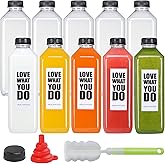 Fhxtcygj 10pcs 33oz Plastic Bottles with Caps, Juice Container with Lids, Empty Plastic Juice Bottles Reusable Clear Bulk Beverage Containers with Tamper Evident Cap for Milk, Smoothie, Drinks