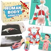Human Body Activities &amp; Experiments Science Kit for Kids,Human Anatomy Body Parts with Broken Bones X Ray,Lung Breathing Model, Vessels, Digestive System,Muscles Model,Skeleton,Human Organ STEM 5+