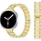 Metal Bands for Samsung Galaxy Watch 8 Band 40mm 44mm/8 Classic 46mm Women,Shiny Bling Diamond Stylish Stainless Steel Strap Replacement WristBands for Samsung Watch 8 Band 40 44 mm