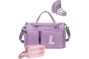 Elilier Initial Gym Bag for Girls, Kids Travel Duffel Bag, Graduation Gifts for Her, Personalized Weekender Bag, Mother's Day Gift Ideas, Girls Gifts for Kids Friends