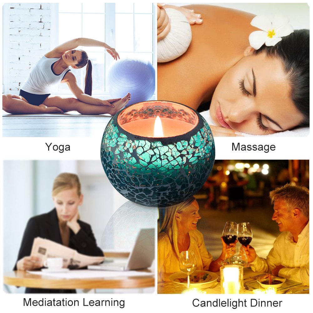 KUD Scented Candles Gift Set, U2C Handmade 3 x 4.4 Oz 100% Natural Soy Glass Candles, Set of 3: Lavender, Rose and Lemon Travel Candle, Use for Aromatherapy, Weddings, Candles (3 Pack)