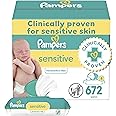 Pampers Sensitive Baby Wipes, Water Based, Hypoallergenic and Unscented, 672 Wipes Total (8 Flip-Top Packs)