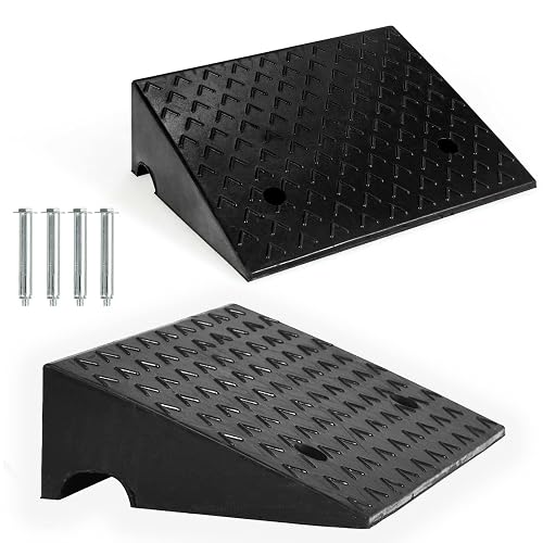 Goplus 2PCS Rubber Car Curb Ramps, Portable Lightweight Threshold Ramp ...