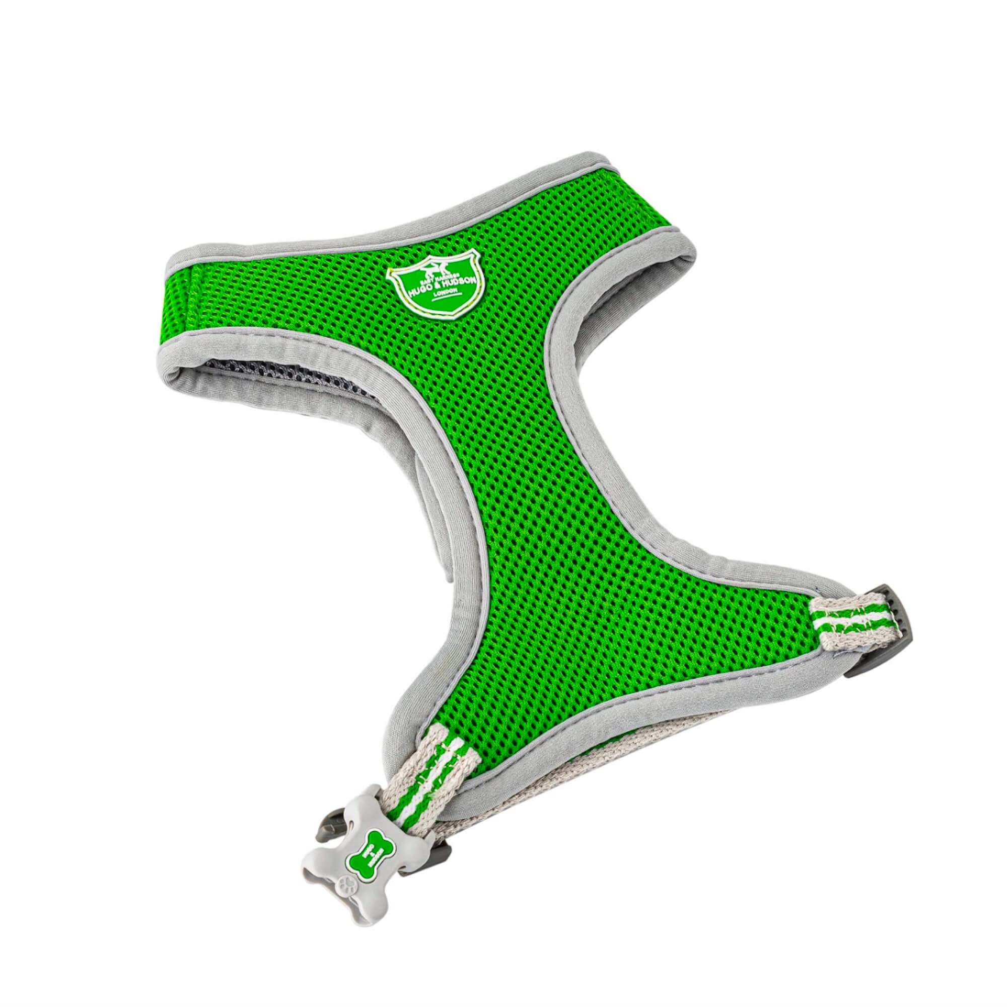 HUGO & HUDSON Dog Harness, No Pull Quick Dry Mesh, Breathable Rear Buckle Pet Vest, Green, L