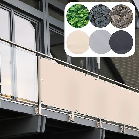HaiTaoSy Balkon Sichtschutz – Witterungsbeständig, 100x1450cm | Aus HDPE Mit Alu-Ösen | Für Garten, Terrasse & Pool
