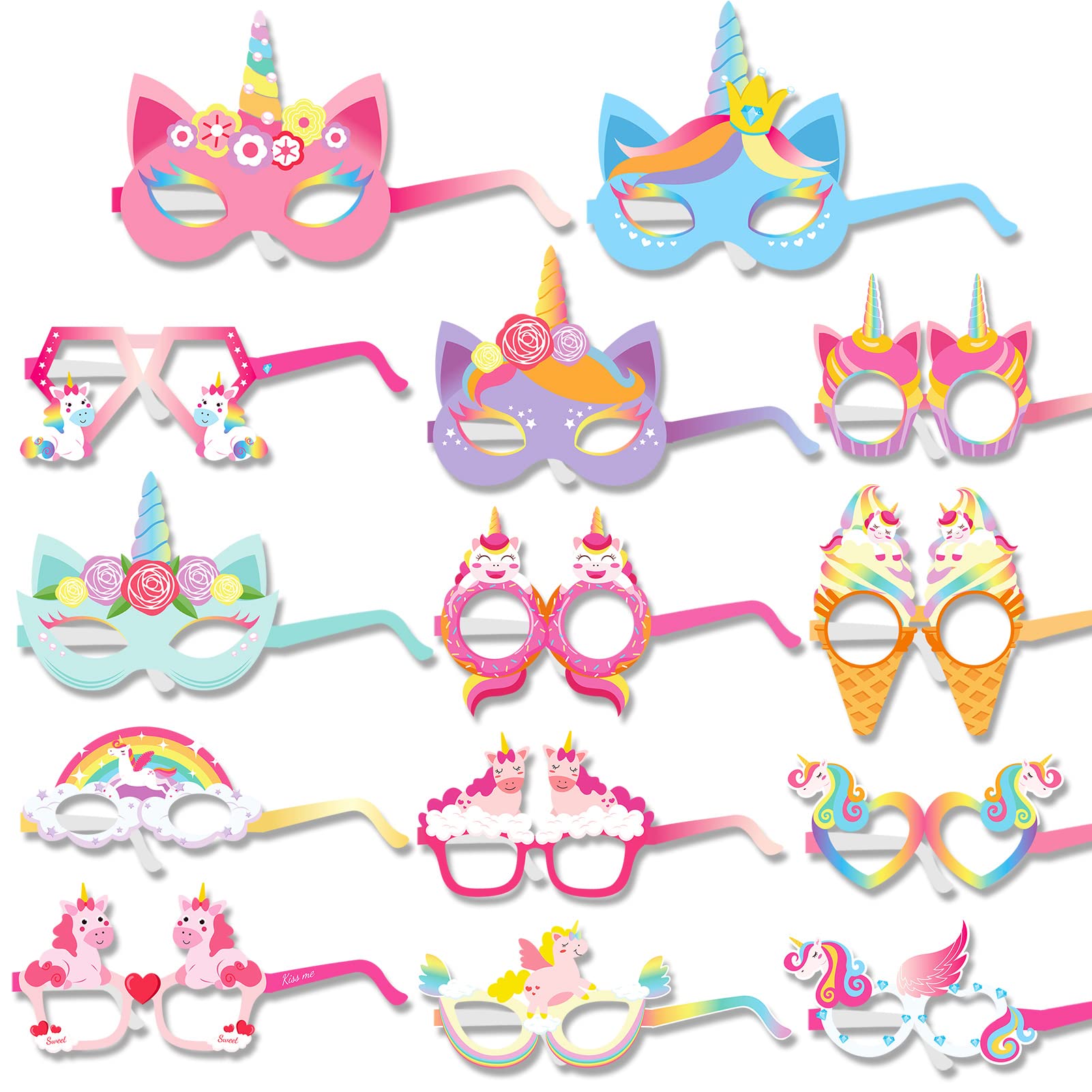 DPKOW 28pcs Mermaid Party Glasses for Kids Girls, Funny Paper Mermaid Eyeglasses Under the Sea Photo Booth Props, Summer Kids Party Eyewear Mermaid Glasses Frame for Birthday Costume Accessories